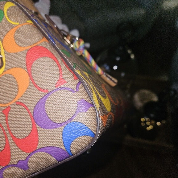 Coach Rowan Satchel Bag and Wallet ln Rainbow Signature Canvas - Picture 7 of 16